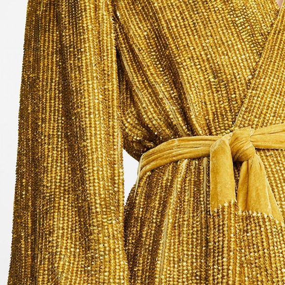 NWT RETROFETE Audrey Sequined Wrap Dress - Picture 5 of 13